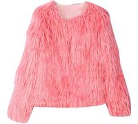 DianShaoA Donna Lanuginoso Pelliccia Sintetica Cappotto Caldo Maniche Lunghe Sciolto Giacca Anguria Rossa S