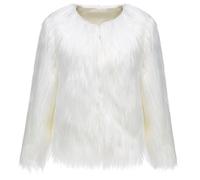 DianShaoA Donna Lanuginoso Pelliccia Sintetica Cappotto Caldo Maniche Lunghe Sciolto Giacca Bianco S