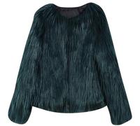 DianShaoA Donna Lanuginoso Pelliccia Sintetica Cappotto Caldo Maniche Lunghe Sciolto Giacca Verde Scuro XL