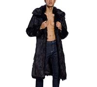 DianShaoA Giacca Lungo Colletto in Peluche Cappotto Cappotti Giaccas Outwear di Pelliccia Sintetica da Uomo Nero XL