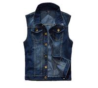 DianShaoA Gilet Jeans Uomo Vintage Cappotto Jeans Senza Maniche Giacca Giubbotto Smanicato Blu L