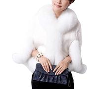 DianShaoA Scialle Donna Invernale Pelliccia Sintetica Sposa Coprispalle Elegante Matrimonio Crimonia Festa Bianco 2XL