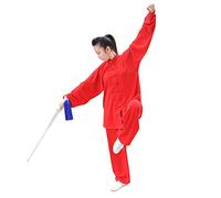 DianshaoA Uniforme Tradizionale Pankou Cinese Cotone E Lino Tai Chi Uniformi Kung Fu Abbigliamento Unisex Rosso L