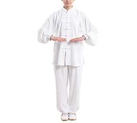 DianshaoA Uniforme Tradizionale Pankou Cinese Cotone E Lino Tai Chi Uniformi Kung Fu Abbigliamento Unisex Bianco 3XL
