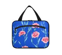 Dianthus Royal Blue Floral Flower Hanging Bag per gli uomini che viaggiano con gancio, Designer Necessities Medicine Borse per Essentials per le donne Viaggio bolso de para Mujer L
