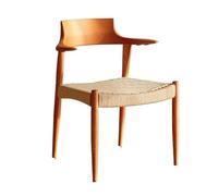 DIANXI Sedia da Camera da Letto Sedia Croco in legno di frassino, sedia da pranzo scandinava, sospesa con schienale in corno mucca, antica in corda intrecciata for ristorante