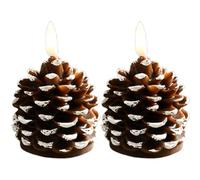 Dianzan Candele a Forma di Pigna Senza Fiamma, 2 Pezzi, Candele a Forma di Pigna in Cera Non Profumata, a Batteria, con Timer 6 Ore, Candela Elettronica a LED per Casa