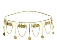 Dianzan Catena per Pancia in Metallo, Multistrato, Estiva, Spiaggia, Vintage, con Nappe E Monete, Regolabile, per Donne E Ragazze.