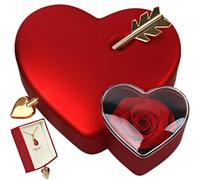 Dianzan Confezione Regalo per Gioielli, Organizer per Gioielli a Forma di Cuore Mini Custodia per Gioielli Scatola per Gioielli con Fiori Conservati per Anelli, Collane, Bracciali