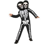 Dianzan Costume Scheletro per Bambini, Costume Scheletro per Feste per Bambini, Tuta Scheletro a Due Teste, Costume in Maschera per Halloween Dolcetto O Festa
