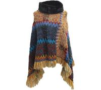 Dianzan Mantelle Autunno Inverno Poncho con Frange Mantella all'Uncinetto Pullover Nazionale Mantello Lavorato a Maglia Scialle di Lana Calda per