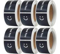 Dianzan Smile Stickers 6 Rotoli di Etichette Regalo Autoadesive, Etichette Regalo Rettangolari, Buste Regalo per Confezioni Aziendali, Biglietti Regalo