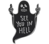 Dianzan Spilla Ci Vediamo All'inferno, Spilla con Dito Medio Fantasma per Halloween, Spilla con Simpatico Fantasma Hip Hop per Vestiti E Zaini.