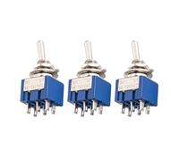 DIAO79NI Mini interruttore a levetta DPDT a 2 posizioni per chitarra, 6 pin, blu (set di 3)
