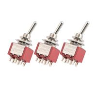 DIAO79NI Mini interruttore a levetta DPDT a 2 posizioni per chitarra, 6 pin, rosso (set di 3)