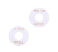 DIAO79NI Pro autoadesivo LP Guitar Toggle Switch Plate Washer Pickup Switch ritmo Treble Ring per chitarra elettrica stile Les Paul USA, bianco con parole dorate (set da 2)