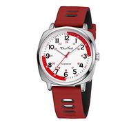 Diaofendi Orologio da infermiera per studenti di medicina, medici, donne e uomini con seconda mano e 24 ore, orologio impermeabile facile da leggere, 15s-Rosso Nero, Orologio infermiera
