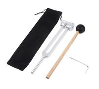 Diapason 136.1 Hz argento lega di alluminio con martello in silicone, strumento di riparazione e panno per la pulizia del diapason neurologia, terapia di frequenza, sintonizzazione, guarigione