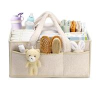 Diaper Bag Organizer, portatile Diaper Basket con divisori rimovibili, 38 x 25,4 x 17,8 cm Diaper Storage Bag for On-the-Go, with Plush Bear, Changing Table Organizer for Wipes and Baby Supplies