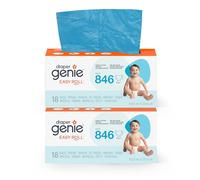 Diaper Genie - Confezione di 2 ricariche originali Easy Roll 2 x 18 sacchetti compatibili con la pattumiera Diaper Genie Platinum, anti odore e solidi. 10 mesi di pannolini confezionati.