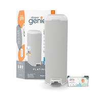 Diaper Genie Il secchio Platinum (grigio pietra) è realizzato in resistente acciaio inossidabile e include 1 ricarica facile da arrotolare con 18 sacchetti che possono durare fino a 5 mesi.