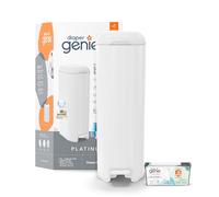 Diaper Genie Platinium - Seau à Couches Anti-Odeurs | Acier Inoxydable | Grande Capacité 47 Couches | Recharge Durable Jusqu’à 5 Mois | Ouverture Large & Pédale Pratique - White