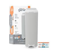 Diaper Genie Platinium - Seau à Couches Anti-Odeurs | Acier Inoxydable | Grande Capacité 47 Couches | Recharge Durable Jusqu’à 5 Mois | Ouverture Large & Pédale Pratique - Grey