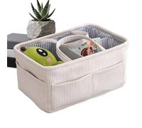 Diaper Organizer Basket - Corduroy Large Tote Nursery Organizer Diaper Storage Bag With Handles Dividers Storage Basket For Wipes Milk Bottles Essentials