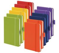 Diari tascabili formato A6, confezione da 12, chiusura elastica, passante per penna, nastro per pagine, 80 fogli/160 pagine, tutti i quaderni, 5,5 x 9,4 cm, 6 colori