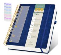 Diario a spirale B5, 19,3 x 25,4 cm, 300 pagine numerate, con copertina rigida in pelle, per donne e uomini, grandi quaderni a righe universitarie, carta spessa 100 g/m², rilegatura a spirale per