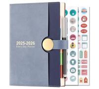 Diario accademico 2025-2026, formato A5, una pagina al giorno, da agosto 2025 ad agosto 2026, agenda giornaliera di 13 mesi, copertina rigida con penna (blu)