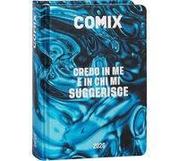 COMIX - Diario Mini Giornaliero 16 Mesi, Diario Scuola 2025-2026, con Copertina Rigida, Ideale per la Scuola Media e Superiore, 11x15.3h cm, Metal