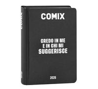 COMIX - Diario Giornaliero 16 Mesi, Diario Scuola 2025-2026, con Copertina Rigida, Ideale per la Scuola Media e Superiore, 13x17.8h cm, Nero/Bianco