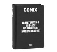 COMIX - Diario Mini Giornaliero 16 Mesi, Diario Scuola 2025-2026, con Copertina Rigida, Ideale per la Scuola Media e Superiore, 11x15.3h cm, Nero/Argento