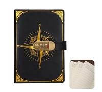 Diario chiuso a chiave Quaderno con password retrò A5 lucchetto, diario, taccuino creativo, bussola da viaggio, registro a mano, blocco note for studenti, cancelleria, annotazioni segrete(Black)