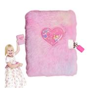 Diario con chiusura per ragazze, scrittura di pagine fodera del diario - Kids Plush Heart Journal Secret Writing Diary for Children Girls di età compresa tra 6 e 12 anni, mostrando la tua preoccupazio
