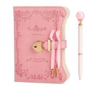 Diario con lucchetto per ragazze, in pelle PU, 360 pagine, colore: rosa