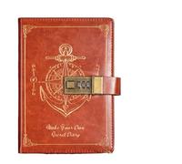Diario Con Lucchetto Quaderno con password for cancelleria che protegge i segreti Quaderno A5 retrò con serratura Diario resistente alle macchie Libro for viaggiatori Scrittura del diario(Orange)