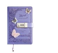 Diario Con Lucchetto Ragazza letteraria Cuore Farfalla Blocco password Notebook Diario segreto for ragazze con pendente PU Squisito blocco note for studenti Libro da ufficio(Purple-Secret Garden)