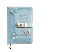 Diario Con Lucchetto Ragazza letteraria Cuore Farfalla Blocco password Notebook Diario segreto for ragazze con pendente PU Squisito blocco note for studenti Libro da ufficio(Blue-Secret Garden)