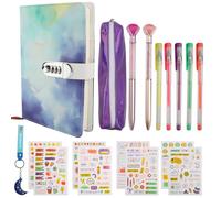 Diario con lucchetto set cose per ragazze adolescenti regali 7 8 9 10 11 12 13 14 anni diario con codice diario di viaggio quaderno regalo astuccio penna adesivi regali di Pasqua articoli scolastici