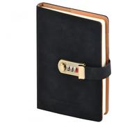 Diario con Serratura in Pelle PU, Taccuino Vintage 256 Pagine, Quaderno delle Password, Design Retrò, Regalo Ideale per Uomini, Donne e Bambini(nero)