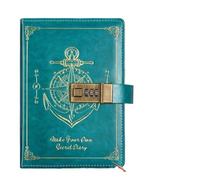Diario con Serratura Quaderno con password for cancelleria che protegge i segreti Quaderno A5 retrò con serratura Diario resistente alle macchie Libro for viaggiatori Scrittura del diario(Green)