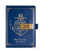 Diario con Serratura Quaderno con password for cancelleria che protegge i segreti Quaderno A5 retrò con serratura Diario resistente alle macchie Libro for viaggiatori Scrittura del diario(Blue)