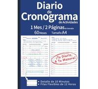 Diario de Cronograma de Actividades: La Herramienta Definitiva para Planificar, Organizar y Optimizar Tu Tiempo con Registro Detallado y Visión General de 60 Meses (Tamaño A4, Azul, Español)
