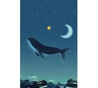Diario de Rayas de Pasta Dura 130 Páginas (5.5" x 8.5" | 14 x 21.6 cm) - Ballena Voladora en Cielo Nocturno | Cuaderno Estético y Creativo: Diario de ... Dura Ideal para Escritura, Notas y Regalo