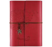 Diario del taccuino in pelle, Diario ricaricabile per donne ragazze, diario dei viaggiatori retrò a righe regalo A5 16,5 cm x 23,4 cm (rosso)