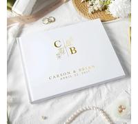 Diario Della Memoria Del Matrimonio Personalizzato, Libro Delle Firme Personalizzato Libro Degli Ospiti Di Nozze Con Copertina Rigida Album Fotografico Con Lamina D'oro 11.7x 8.2in 60 Fogli