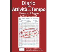 Diario delle Attività e del Tempo: Organizza il Tuo Mese su 1 Pagina per Gestire il Tempo e Raggiungere i Tuoi Obiettivi | 120 Mesi (10 Anni) Senza ... Produttività e Progetti | Formato A4 (Rosso)
