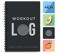 Diario di allenamento - Lingua tedesca - Planner di allenamento - Formato A5, Grau Schwarz - Diario di allenamento - Impostazione degli obiettivi per il bodybuilding - di Workout Log